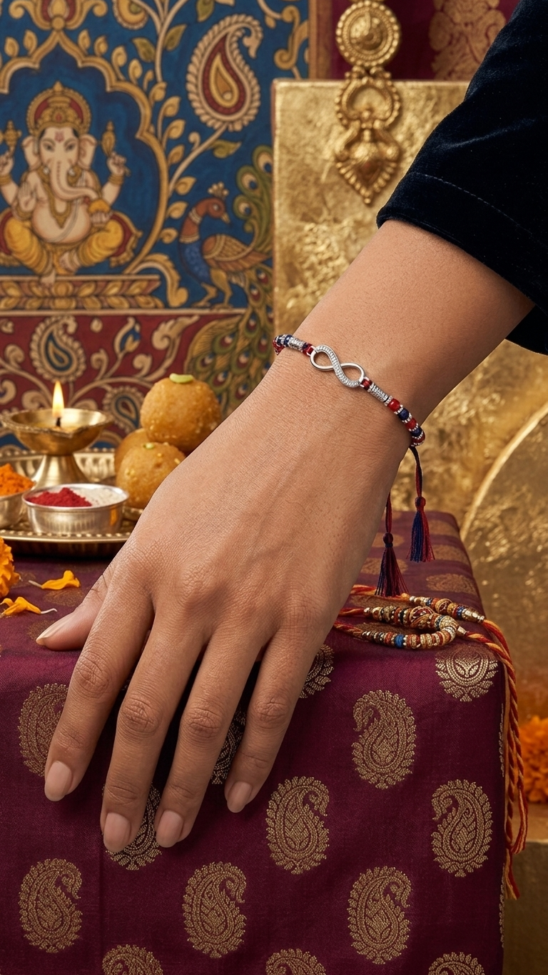 the infinity 925 silver rakhi