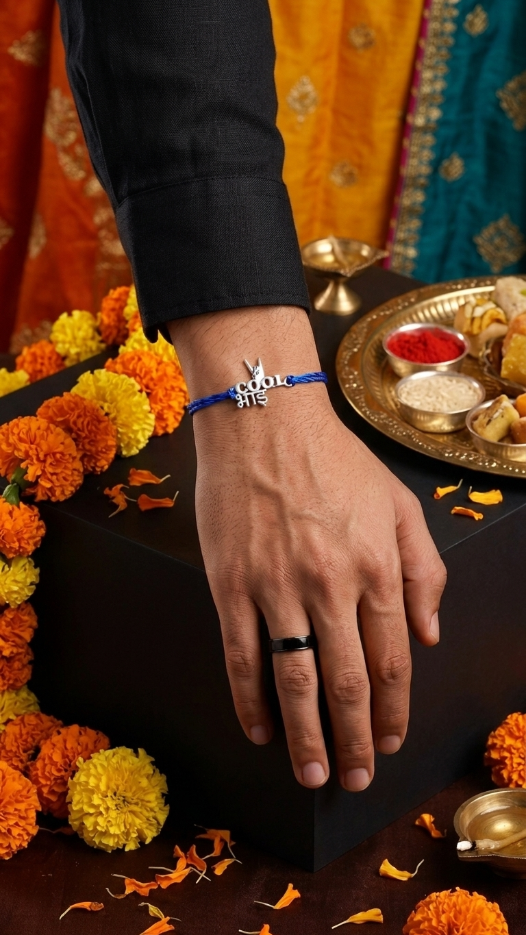 the white sliver cool design rakhi