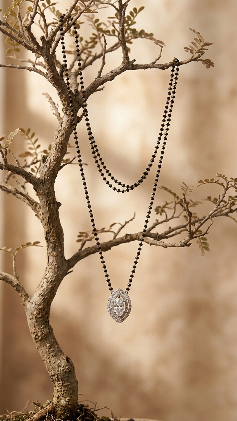 The gold color 925 silver mangalsutra