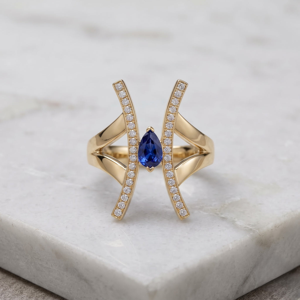 The Silver Azure Pillar Statement Ring