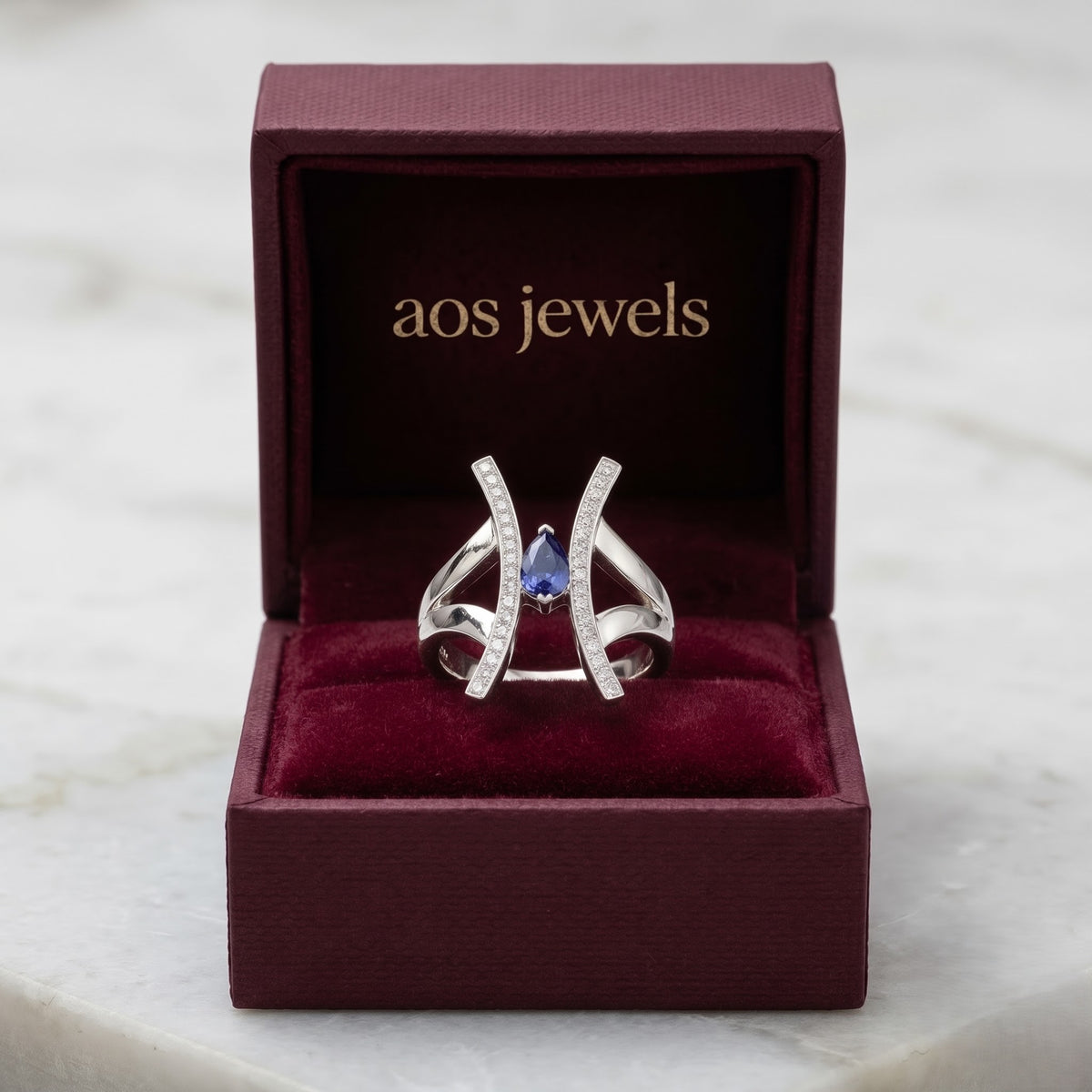 The Silver Azure Pillar Statement Ring