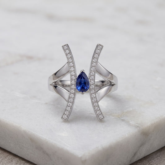 The Silver Azure Pillar Statement Ring